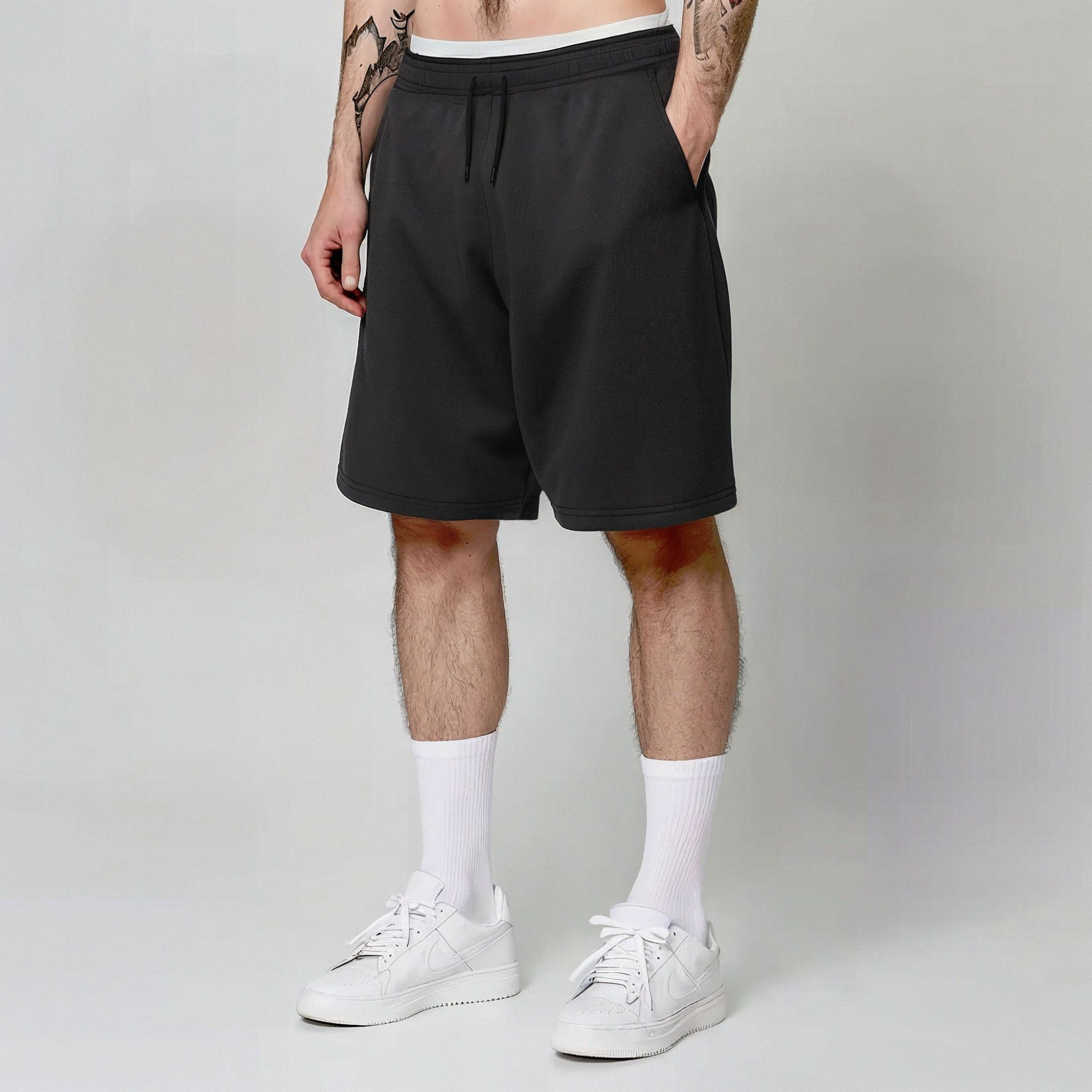 Heavy Brushed Short Pants Light Piombo