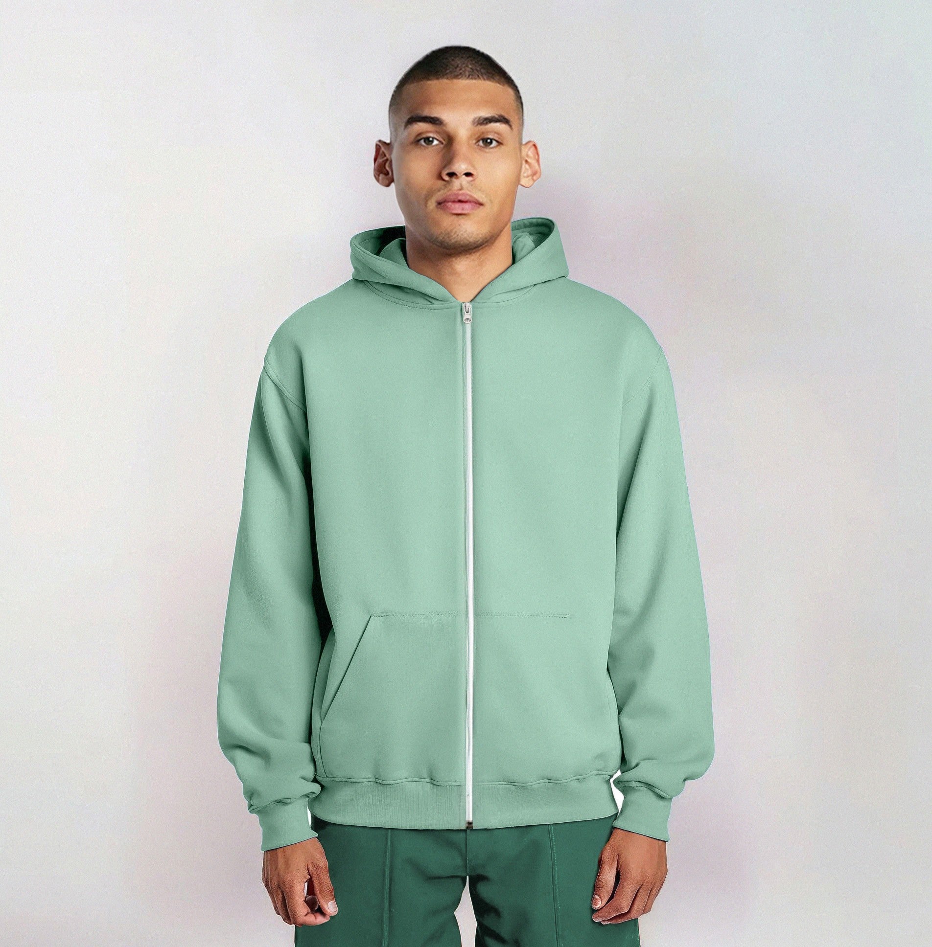 Heavy Brushed Zipper Menta