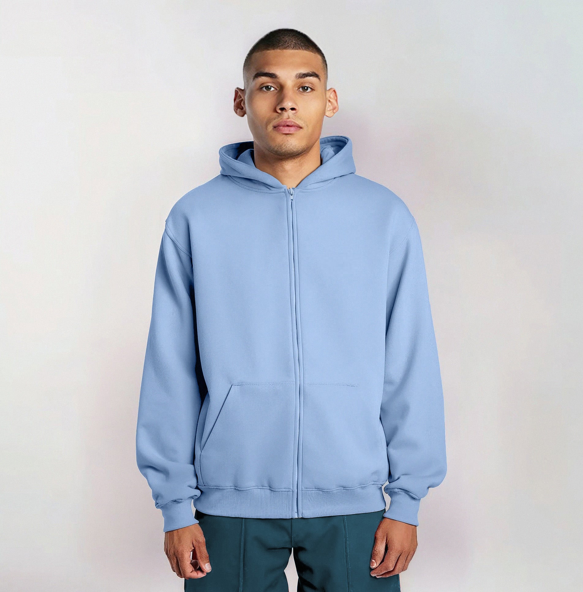 Heavy Brushed Zipper Baby Sky