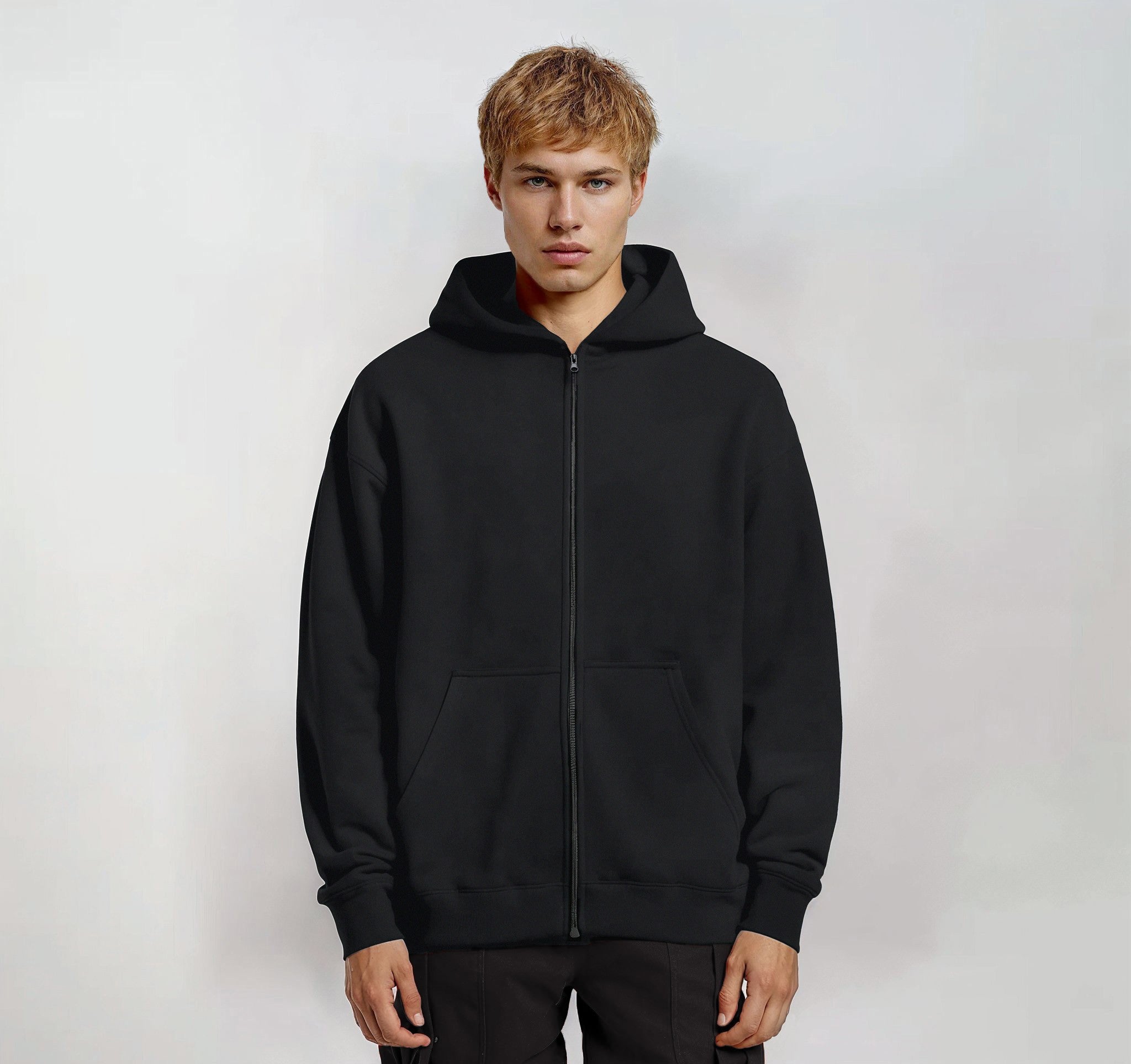 Heavy Brushed Zipper Dark Piombo