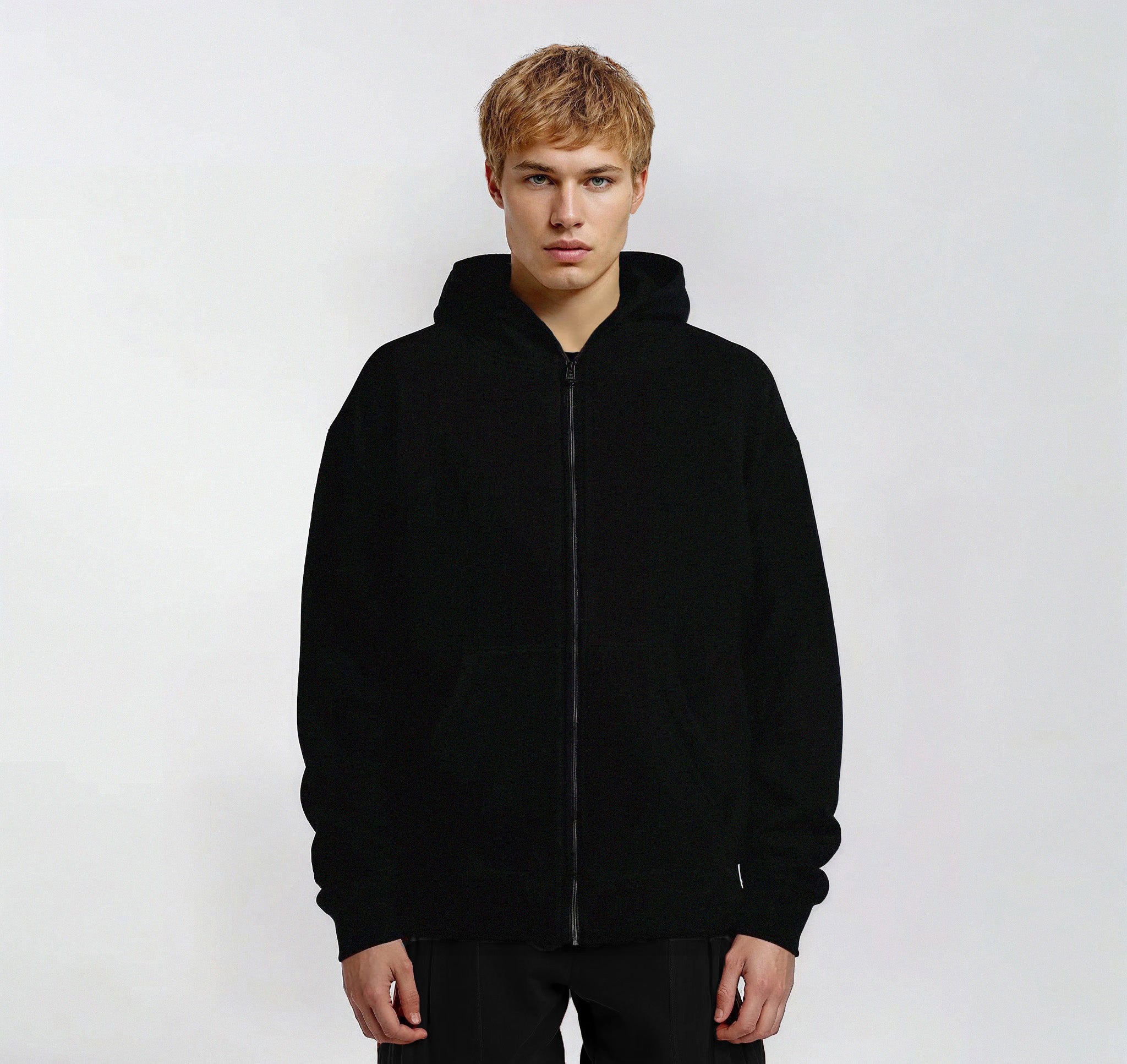 Heavy Brushed Zipper Jet Black