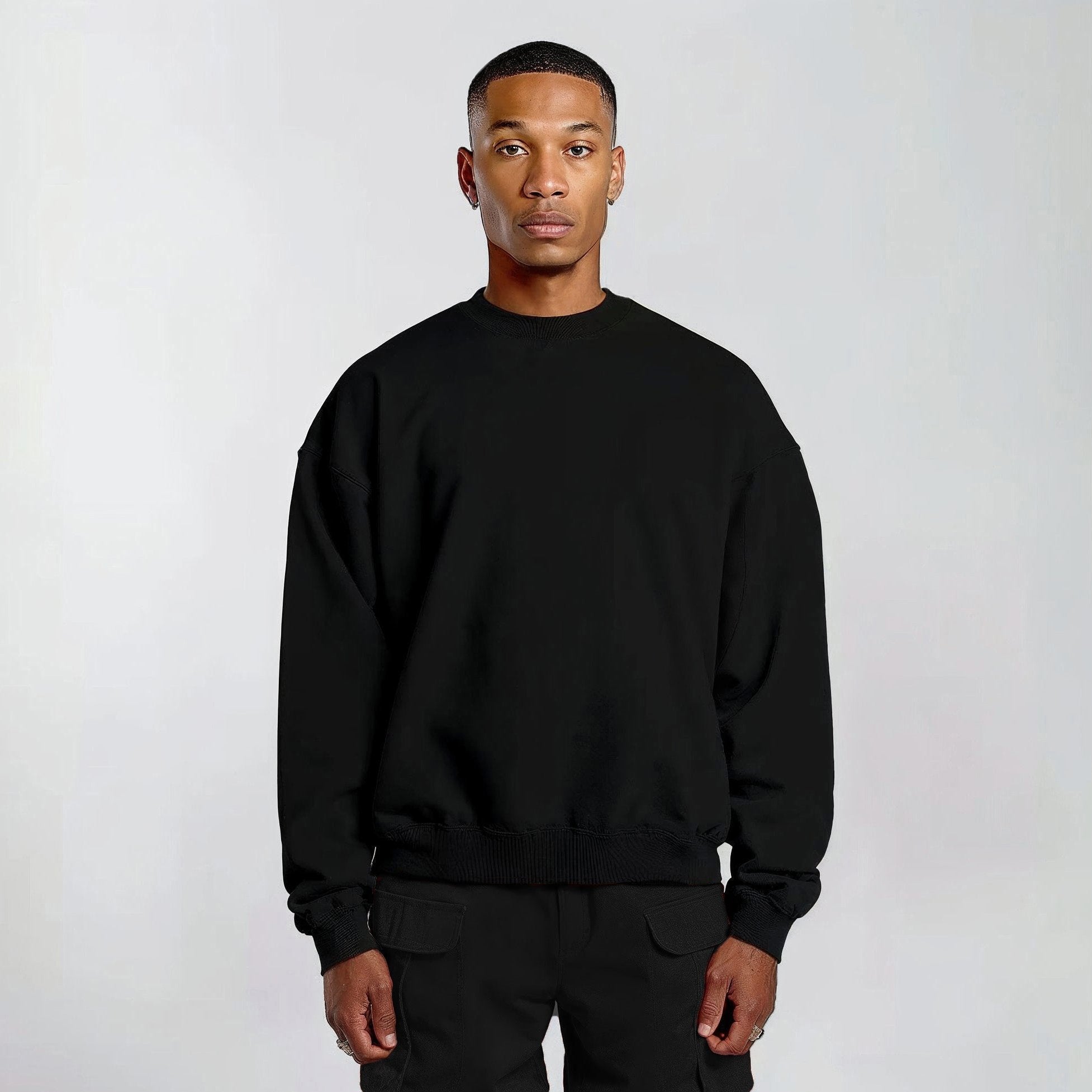 Heavy Cotton Oversized Sweater Jet Black